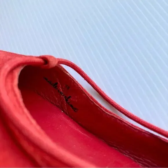 JOIE Jenessa Ballet Flats Cherry Red Suede Women Size 7.5/38 Lace Up Leather - Picture 10 of 13